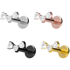 CRYSTAL HEARTS Titanium labret with internal thread